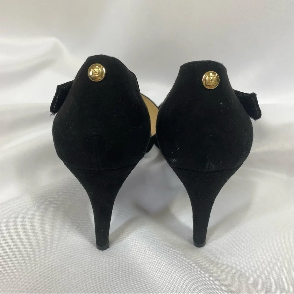 Liz Claiborne | Black Pointed Toe Velvet Heels Strap Women's Size 9.5